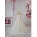 2016 guangzhou elegant off shoulder beaded french lace puffy A-line wedding gowns